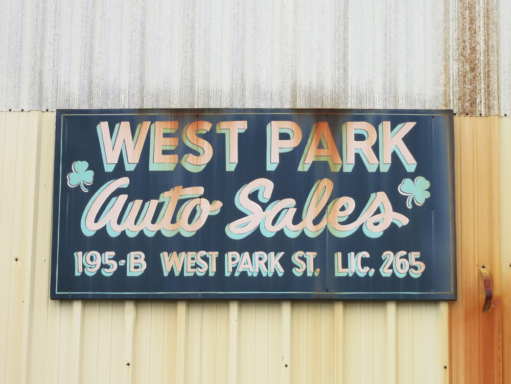 "WEST PARK / Auto Sales / 195-B WEST PARK ST. LIC. 265"